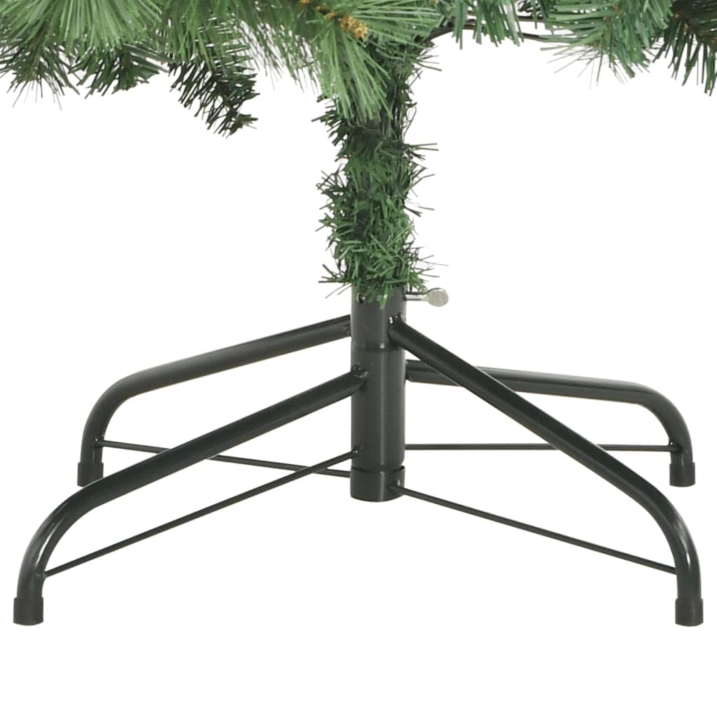 Árbol de Navidad artificial plegable con piñas y bayas, 210 cm, PVC, con soporte de metal para salón, balcón, terraza, interior, decoración de Adviento