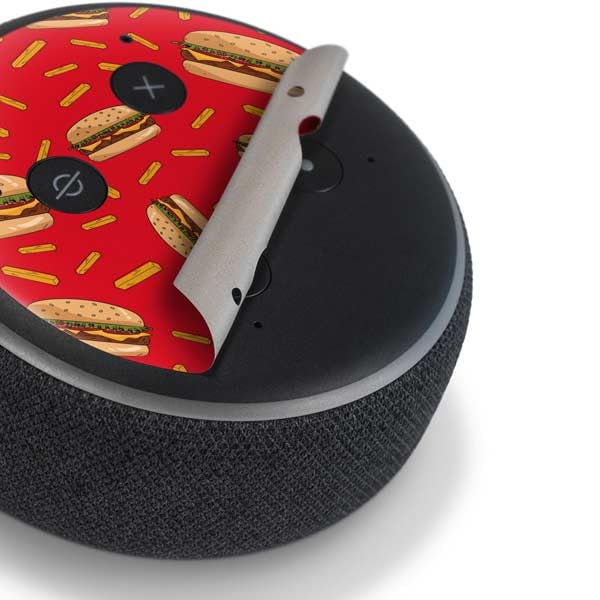 Skinit Decal Audio Skin Compatible with Amazon Echo Dot 3 - Officially Licensed Burgers and Fries Design