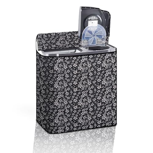 Image of The Furnishing Tree Semi-Automatic Top Load Washing Machine Cover | Waterproof & Dustproof | Easy to Clean | Durable & Washable, Dense Floral Vine Print Polyester (50x80x86 CM)