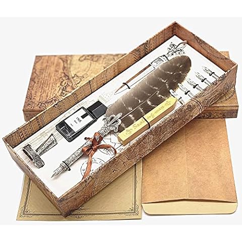 Antique Feather Quill Pen and Ink Set Cover