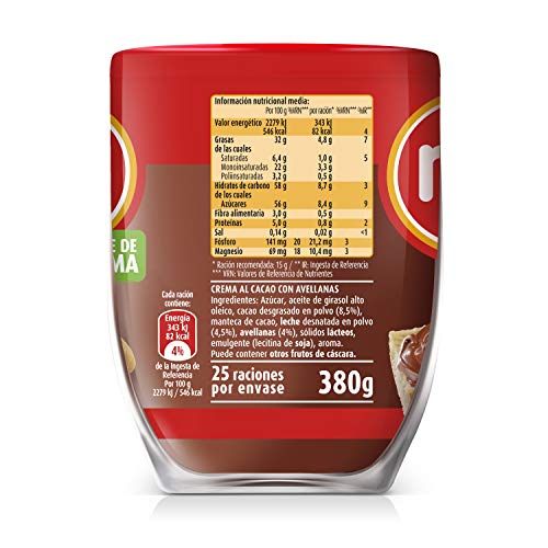 Nocilla Original: crema de cacao natural con avellanas - Sin aceite de palma - 3 Envases de vidrio reutilizable de 380… - Imagen 3