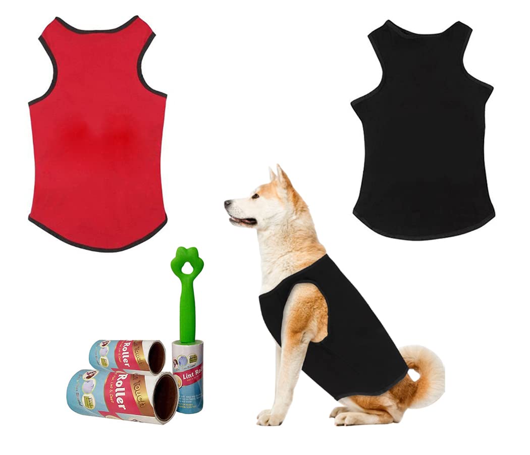 Western Era Set of 2 Dog T-Shirt with Lint Roller (Combo),Comfort Cotton Dog T-Shirt, Sleeveless Vest for Dog Clothes, (Black + Red, Small -14 inch) (B0B3MQSC8K) Amazon Price History, Amazon Price Tracker