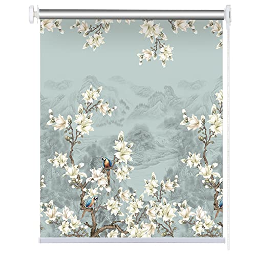 PVYGDXYI Persianas enrollables opacas de vinilo con estampado floral y aislamiento térmico para dormitorio, sala de estar, baño, pantalla personalizable para ventana, fácil montaje