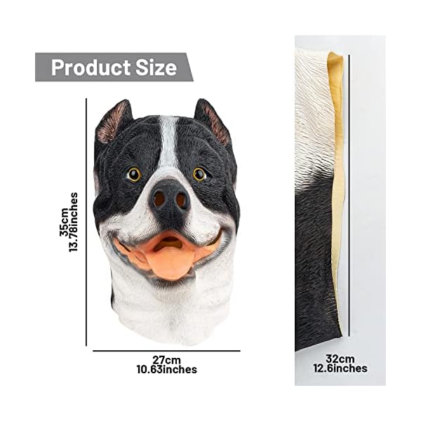 Partyhop pitbull dog mask animal latex full head mask fancy dress for halloween costume party - image 8