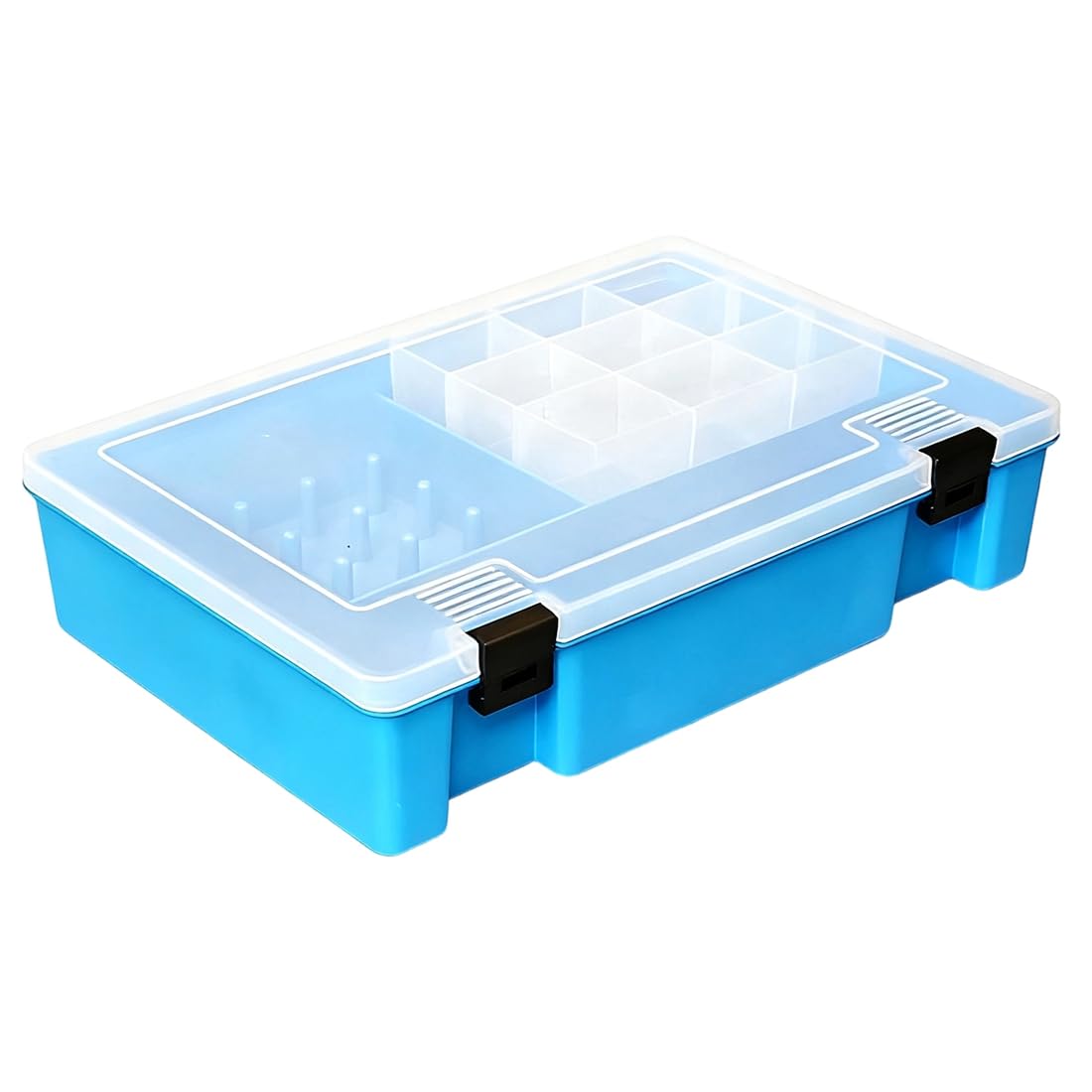 Hndhbfgrt Sewing Threads Box Bobbins Storage Case Sewing Set Storage Box Portable Large Capacity Transparent Needle Spool Organizer Blue