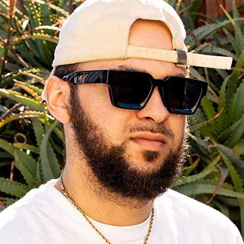 Thick Chunky Square Frame Shades for Men Women Retro Rectangle UV Protection Trendy Unisex Hip Hop Y2K Simple Designer Sunglasses Fashion Dark Black Sunglasses3