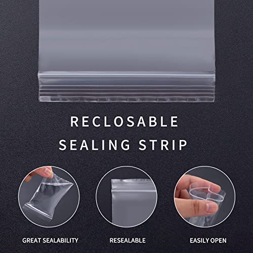 Small Plastic Bags, 300 PCS Mini Baggies, 3 Assorted Sizes, Transparent Jewelry Bag Reclosable, Clear Bag, Resealable Poly Bags for Pill, Beads, Screws, Packaging3