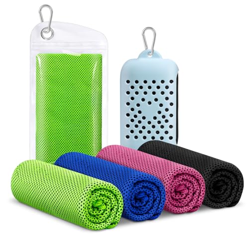 Finvizo 4 Pack Cooling Towels for Neck: Cool Towel Workout Sweat Towel for Sports Gym, Blue (40