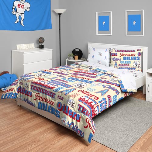 FOCO Tennessee Titans NFL Retro Bed in a Bag Comforter Bedding 5 Piece Twin Set