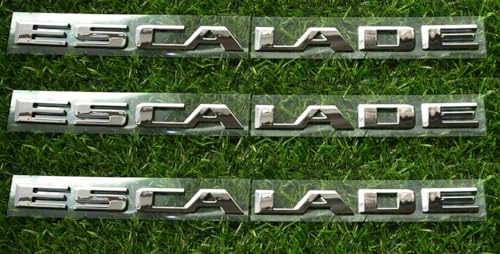 Image of 3pcs Escalade 3D Badge Letter Nameplate Sticker Replacement for 15-22 Escalade Rear Liftgate Nameplate Emblem (Chrome)