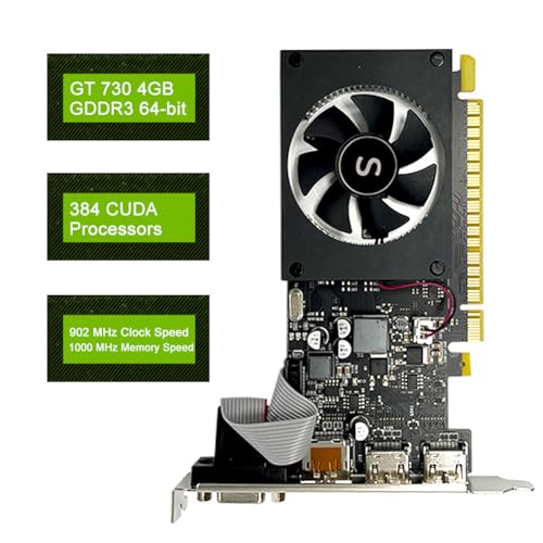 GT 730 4GB Scheda Video, 2 HDMI, DisplayPort, VGA, DDR3 64-bit, Low Profile Scheda Grafica PC, Computer GPU, Low Power, PCI Express x8, DirectX 12 - Scheda video - Immagine 1