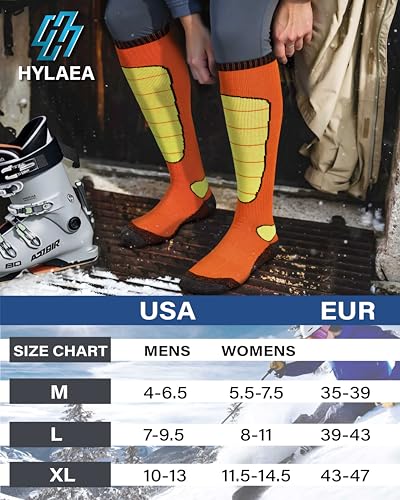 Image of Hylaea Merino Wool Ski Socks, Cold Weather Socks for Snowboarding, Snow, Winter, Thermal Knee-high Warm Socks, Hunting