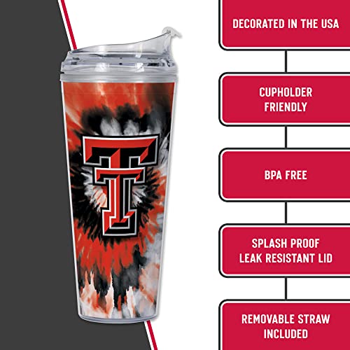 Image of Rico Industries NCAA Glitter 24oz Acrylic Glitter Tumbler with Hinged Lid, Officially Licensed Double Wall Tumbler with Straw