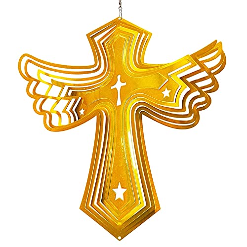 FONMY Wind Spinner-Angel Wing Christmas Decor. Worth Gift Indoor Outdoor Garden Decoration Crafts Ornaments Metal Art Kinetic Yard Art Decorations 12 inch Copper Color Angel Wing Cross Wind Spinners FONMY Wind Spinner-Angel Wing Christmas Decor. Worth Gift Indoor Outdoor Garden Decoration Crafts Ornaments Metal Art Kinetic Yard Art Decorations 12 inch Copper Color Angel Wing Cross Wind Spinners