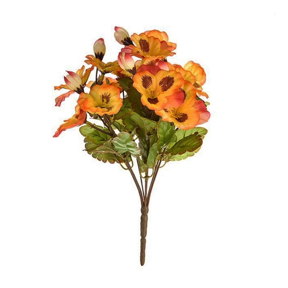 Floristrywarehouse Orange Artificial Pansy Bush Small 30Cm/12 Inches Tall