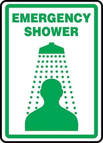 Panneau Emergency Shower vert sur blanc 10x7 pouces en plastique rigide MFSD425XT