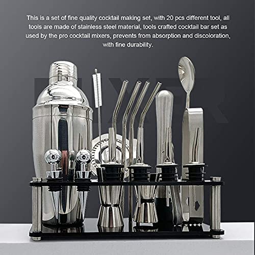 Set de cóctel Boston shaker de acero inoxidable 20 piezas miniatura 5