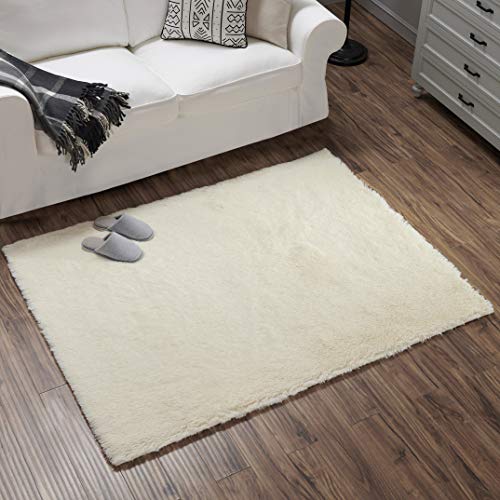 Teppich Wölkchen Alfombra Peluda I Sala de Estar Cuarto de niños Dormitorio Pasillo Corredor I Fondo Antideslizante I 200 x 290 - Crema