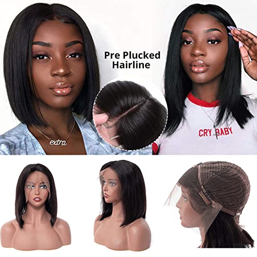 Isee Hair Short Bob Wigs 13X4 Straight Human Hair Lace Front Wigs 150% Density Pre Plucked Lace Frontal With Baby Hair 12 Inch #TOP1