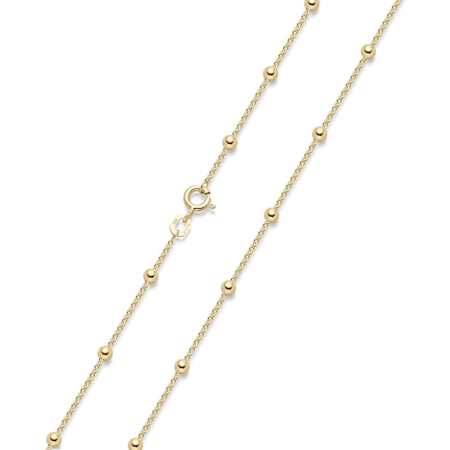 Damen Halskette 1,3mm Gold Kugelkette 925 Silber vergoldet K104 | Filigrane Damenkette Goldkette mit 3mm Kugeln in 40 45 50 55 60 70 cm in Schmuck Verpackung von MATERIA by Matthias Wagner