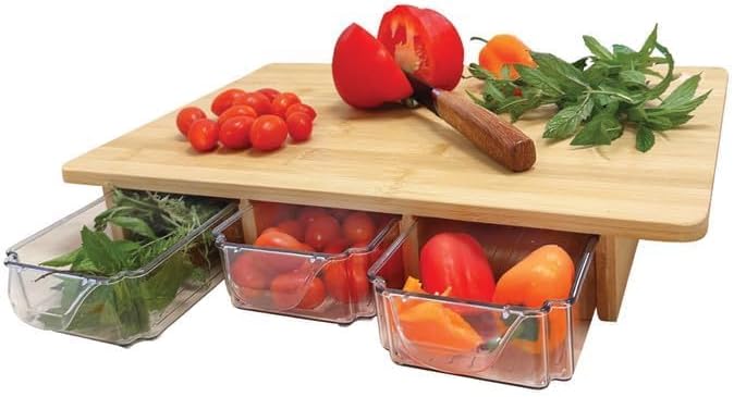 Bamboo Cutting Board with Containers, Multifunctional Chopping Board with Storage, Sturdy Meal Prep Station, Ideal for well-organized kitchens - Image 2