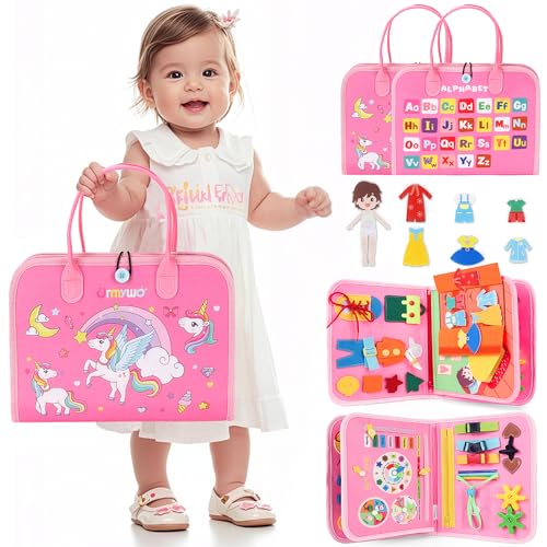 Image of URMYWO Toddler Busy Board - Busy Book Montessori Toys Ages 3 and up - Preschool Learning Activities with Alphabet Number Animal, Educational Travel Toys Birthday Gifts for Kids