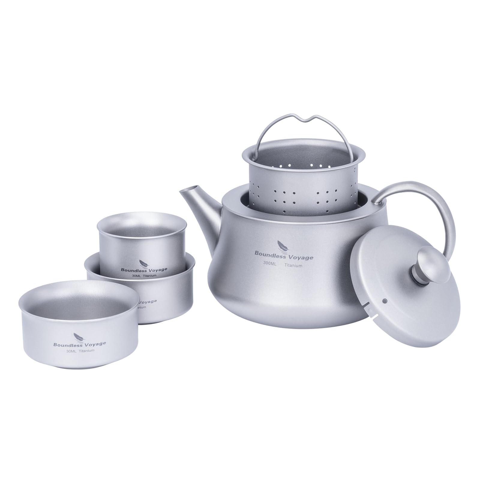 Boundless Voyage 300 ml Titan-Wasserkocher, tragbares Kung-Fu-Tee-Set, wiederverwendbar, für Reisen, Camping, Teetassen-Set (D-Ti3119D)