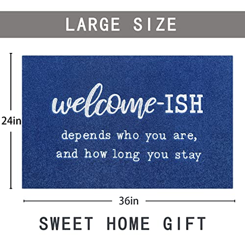 JJUUYOU Large Door Mat Outdoor Welcome Doormat Low Profile Floor Mat Front Doormat - Image 3