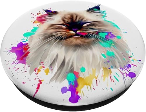 Miniatura 2 de Himalayan cat Colorful Paint Splashes Abstract Art Cat PopSockets Standard PopGrip
