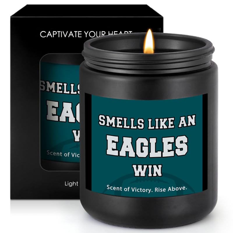 Smells Like A Eagles Win Scented Candle Football Themed Merch Fan Shop Men Women Sport Stuff Gear Decor Team Accessories Men Guy Him Bf Boyfriend Naughty Weird Novelty Cool Special Present Funny Gift