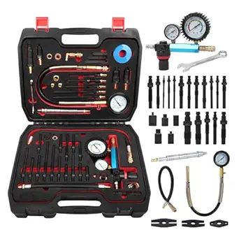 DUOYI 46‑Piece Petrol & Diesel Compression and Leakdown Test Kit with Dual Gauge