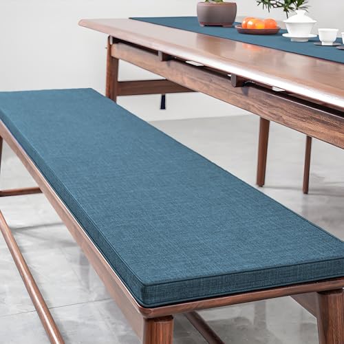 MEEYI Colchoneta Banco Jardin 95x150x8cm, Suave Cómodo Cojín para Banco con Funda Desmontable para Sillas Cocina Palets, Azul Oscuro