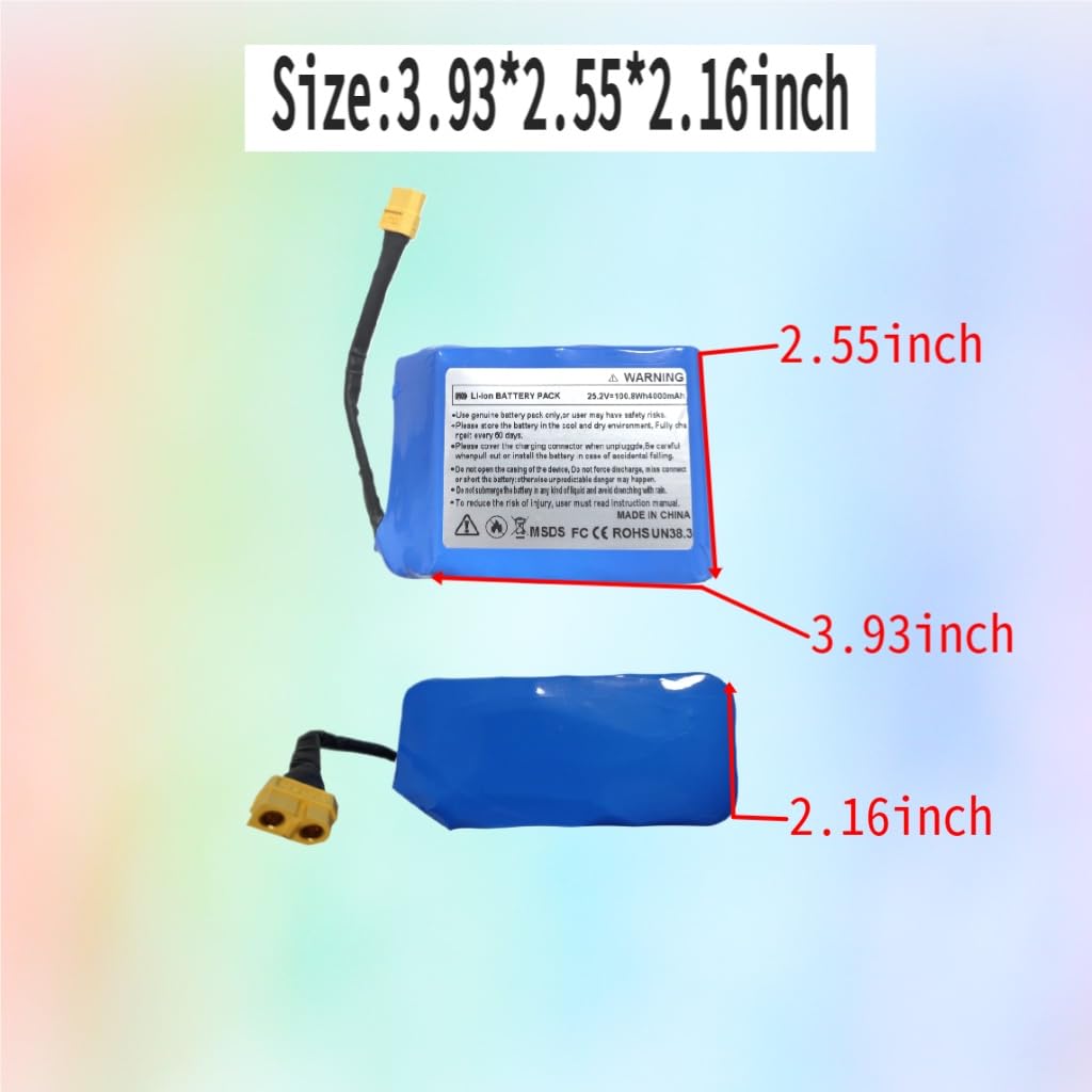 25.2V 4000mAh Hoverboard Battery - Compact 3.93x2.55x2.16in Design, Universal Fit, 100.8Wh
