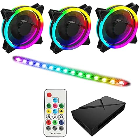 GameMax ARGB 3 In 1 Kit, 3 x GameMax Velocity Fans (For PC Cases, Coolers & Radiators), 1 x GameMax Viper LED Strip With ARGB PWM Hub (Six 3 Pin Or 4 PIN Power Fan Port) and RF Remote Controller Cover