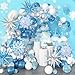 Frozen Balloon Arch Kit, White Silver Balloon Garland with Large Snowflakes Balloons Mylar Starburst Foil Balloons Metalic Silver Blue Balloons, Blue Balloons for Winter Wonderland Girl Birthday Deco