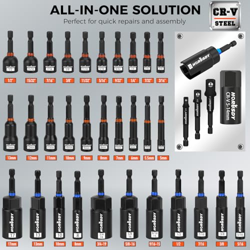 Upgraded 79-Piece Magnetic Impact Nut Driver Set