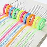 Guduling 10 Rollen Highlight Strips,Abnehmbar Textmarker Band,3.5 X 0.6 X 0.6 CM Farbiges Fluoreszierende Haftnotizen,Long Highlight Strips für Studenten, Lehrer, Lesen, Zuhause, Büro