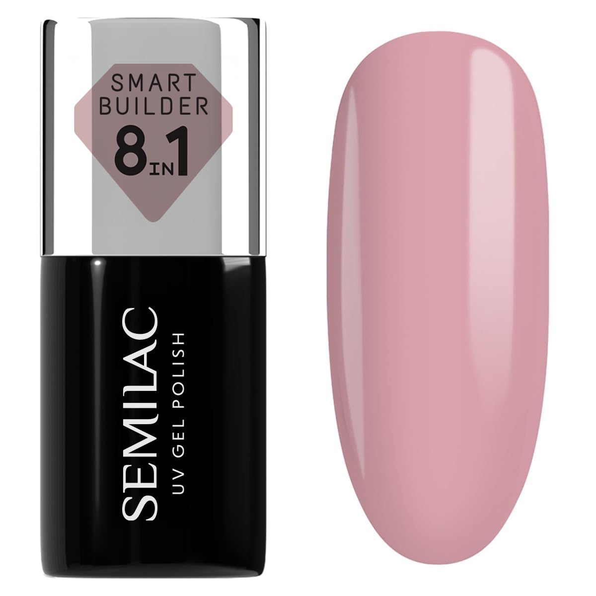 Semilac UV Nagellack Smart Builder 802 Nude Rose 7 ml – Gedämpftes Rosé, 8-in-1 Formel, Selbstnivellierend, Schnelle & Mühelose Anwendung