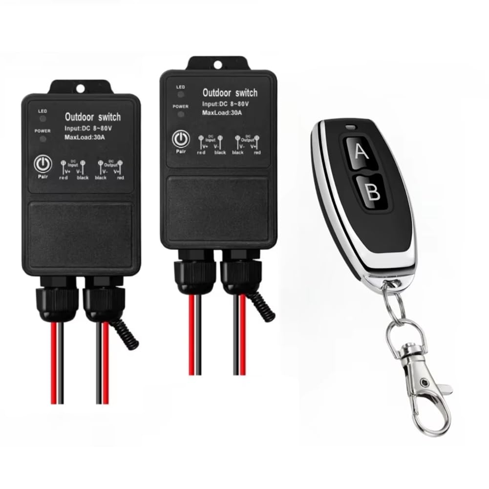 Interrupteur de télécommande sans fil 433MHz étanche 30A DC8V-80V pour pompe et ventilateur