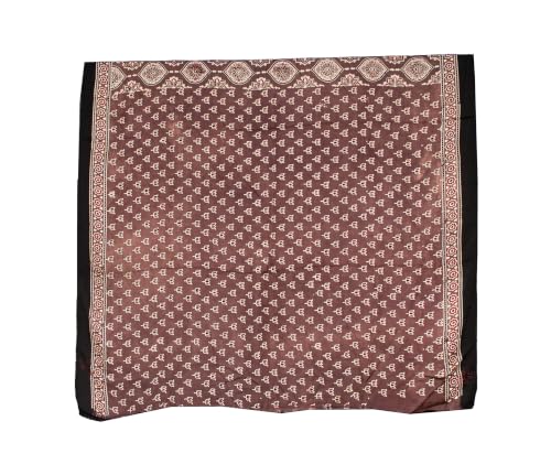 Image of Ethnics of Kutch Womenss Ajrakh Modal Silk Natural Dye Hand Block Print Saree with Blouse Piece - 5.5 Mtr Length