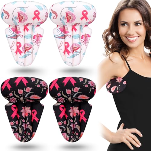 Juexica 4 Pcs Lymphedema Axilla Mastectomy Pillow Cotton Post Breast Surgery Recovery Breast Pillow for Sleeping Mastectomy Underarm Armpit Pain Relief(Pink Ribbon)