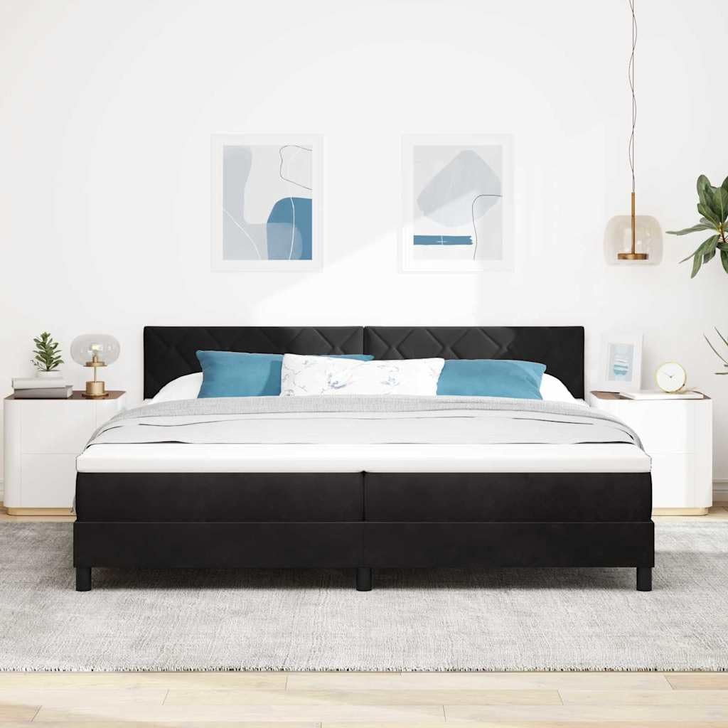 Velluto premium design moderno LED letto matrimoniale 200x200 cm Nero
