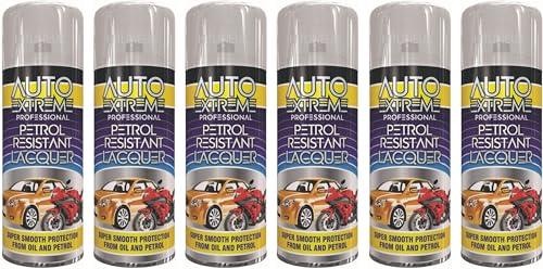 HitlineUK 6 x 400ml CLEAR LACQUER SPRAY, Gloss Spray Finish Petrol Resistant Smooth protection from Oil and Petrol