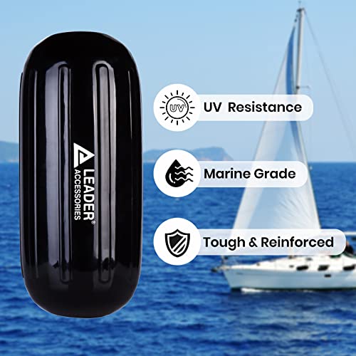 Image of Leader Accessories Boat Fender Bumper Hole Through Middle Inflatable 4 Pack