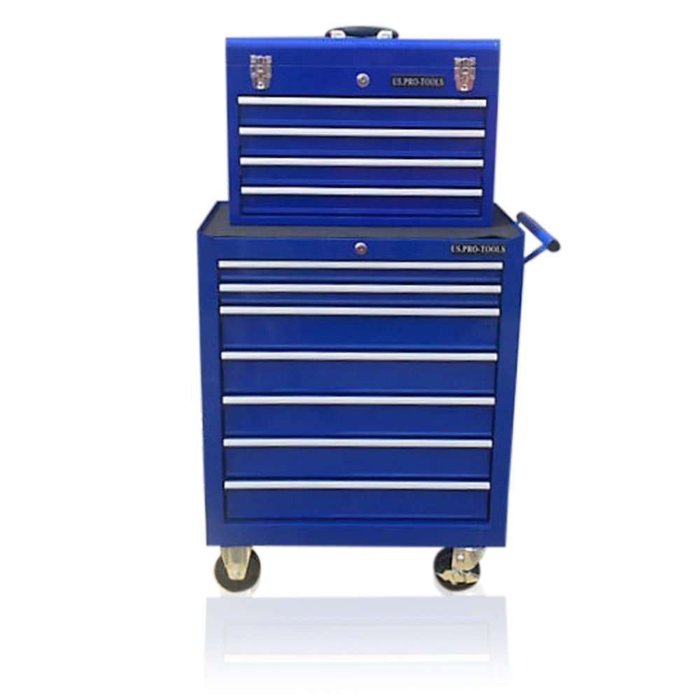 US PRO Blue Tools - Cassettiera in acciaio a 11 cassetti
