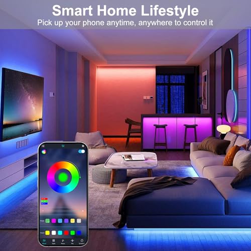 Image of RGB COB LED Strip Light 20ft /6m, DC24V Dimmable Smart App Control Strip Lights, Music Rhythm Synchronization, 16 Million Colors Indoor DIY RGB Led Backlights for TV, PC, Bedroom, Party