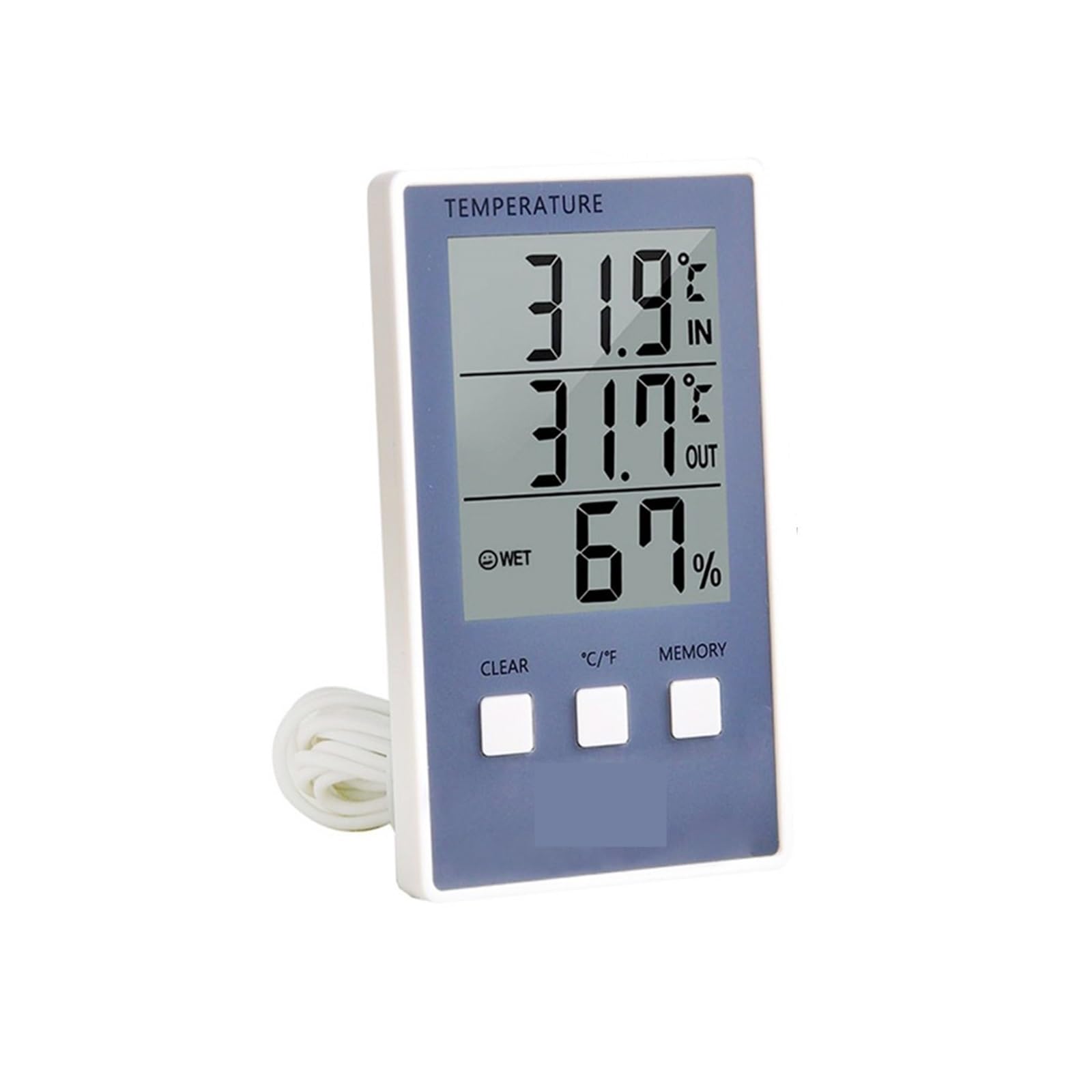 Termoigrometro Termometro Digitale Igrometro Misuratore di umidità della Temperatura Interna ed Esterna C/F Display LCD Sensore sonda Stazione meteorologica