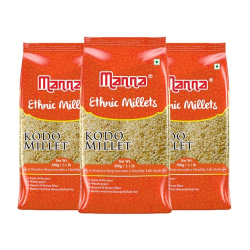 Image of Manna Kodo Millet 1.5Kg Natural Grains (Kodra / Varagu / Arikelu / Hark / Varigu) | Native Low GI Millet Rice | High Protein & 100% More Fibre Than Rice