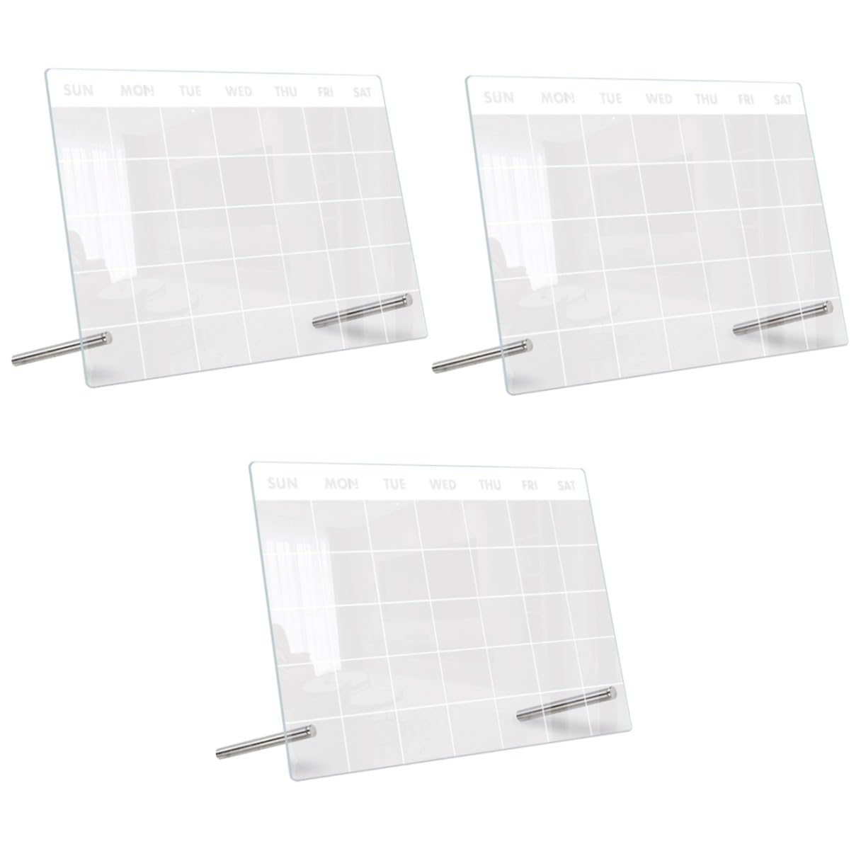 3 Set Lavagna Acrilica Trasparente Cancellabile da Tavolo Resistente e Riutilizzabile con Supporto Stabile per Appunti e Pianificazione Ufficio