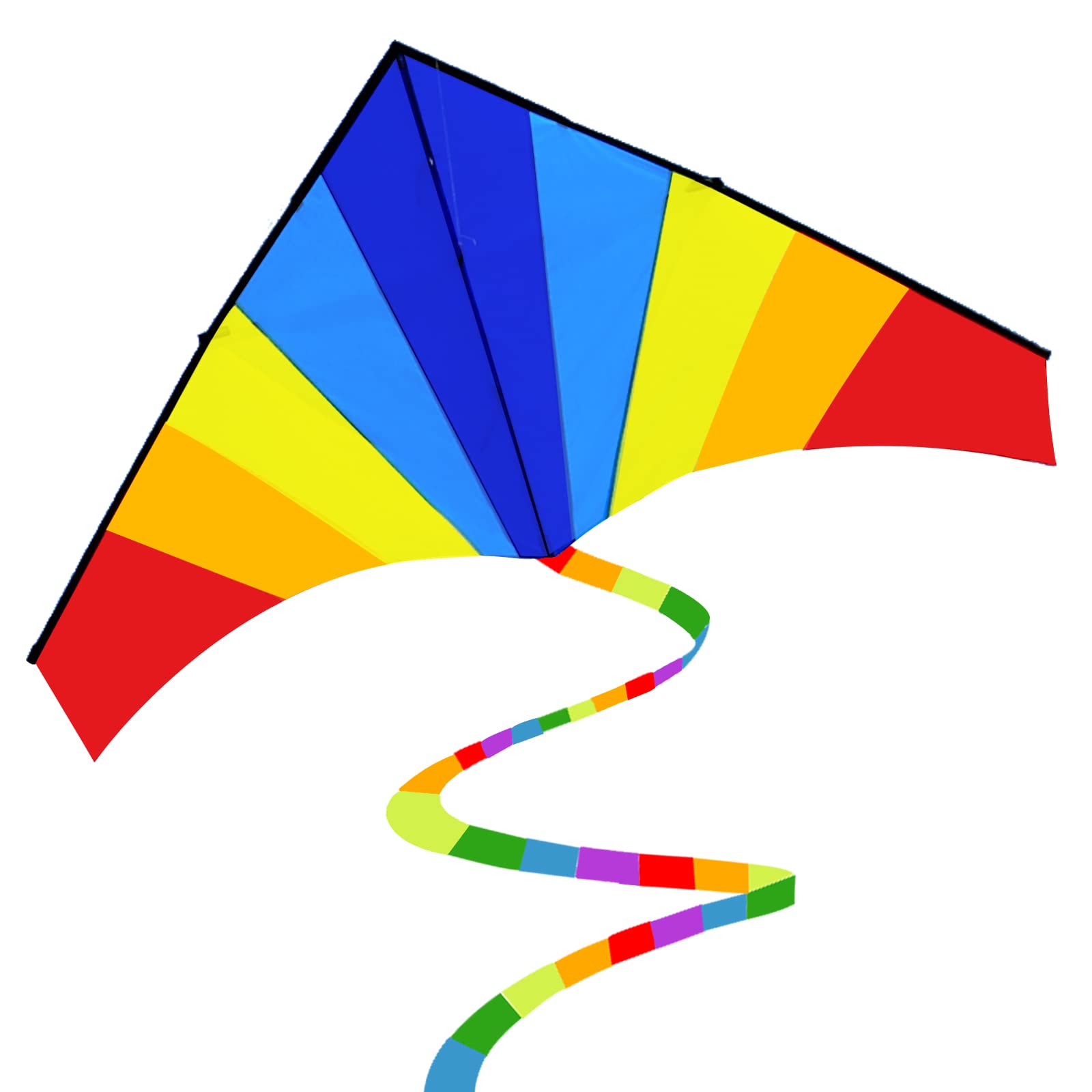BAITEKITES Large Rainbow Kite for Kids and Adults，Beach Kites for Adults Outdoor Toys Games and Activities Kites Single Line Kite with Flying Tools and Professional Safety Gloves